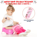 Potty Training Count Down Timer Watch with Lights and Music - Rechargeable, Princess Pink Band Engaging Pattern, Potty Training Watch Pink - (No Vibration and Alarm Mode)